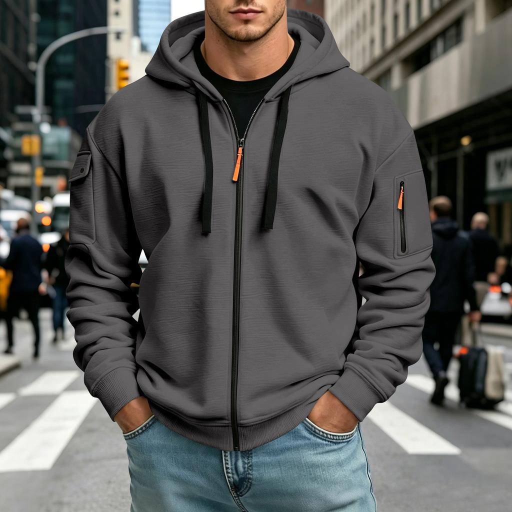 Men's Color Hoodie Long Sleeve Casual Pullover Sweatshirt for Everyday Wear
