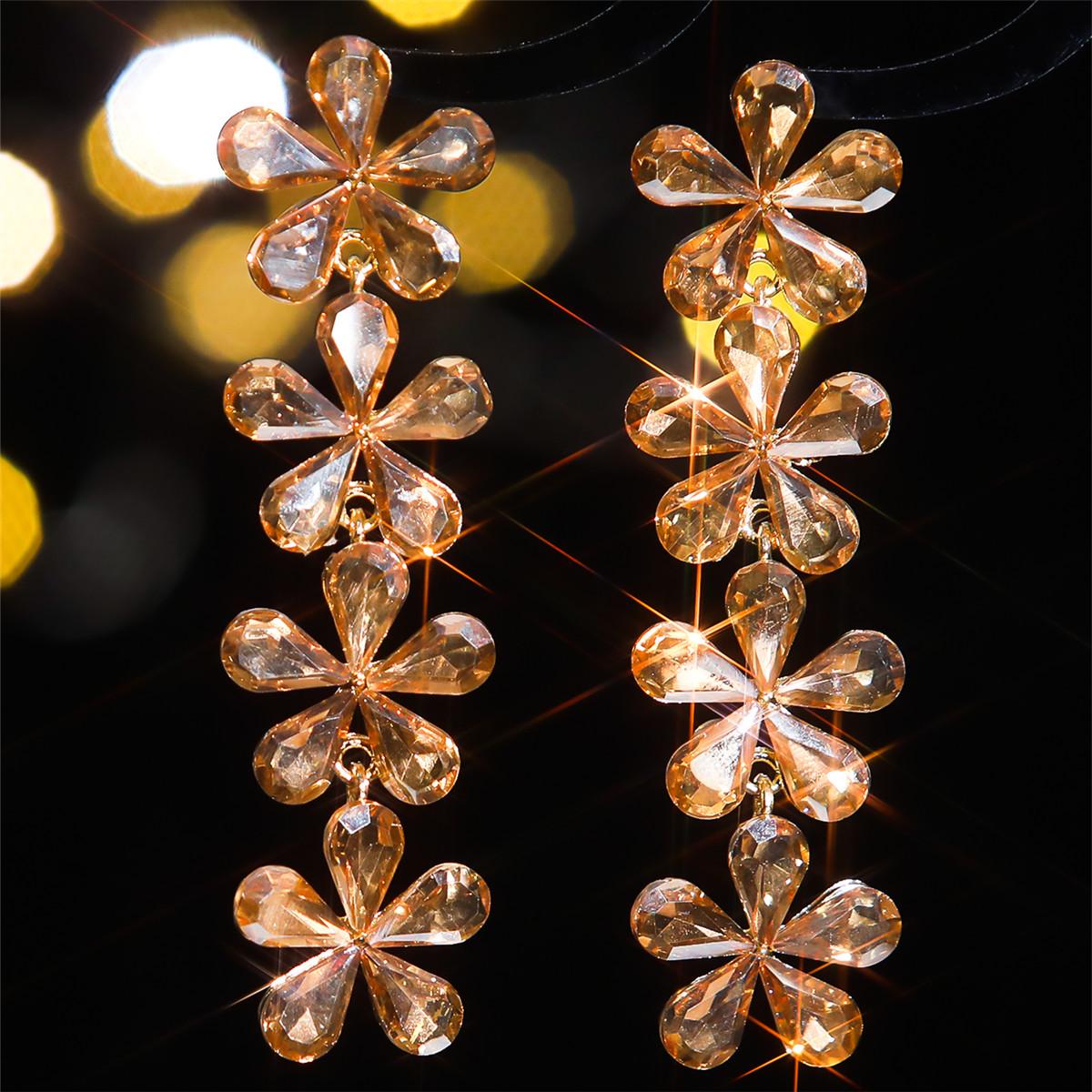 

Красочные серьги-цветы со стразами - Женские серьги-пусеты с кристаллами