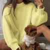 Autumn Winter Loose Lazy Wind Long Sleeve O Neck Sweater Women's Outer Wear Solid Color Pullover Knit Tops