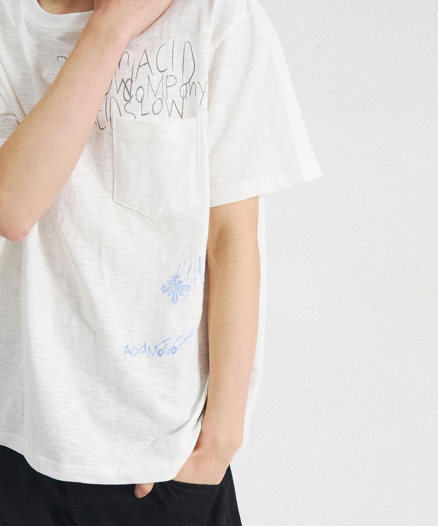 SLOWACID Pocket Note Slub Short Sleeve T-Shirt [White]