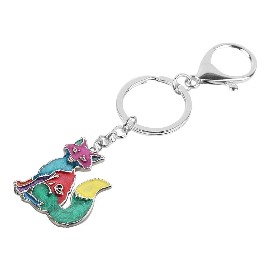 WEVENI Enamel Alloy Cartoon Fox Keychain Charm, Cute Jewelry for Women and Girls, Bags, Wallets, and Cars, Multicolor, 35mm X 28mm