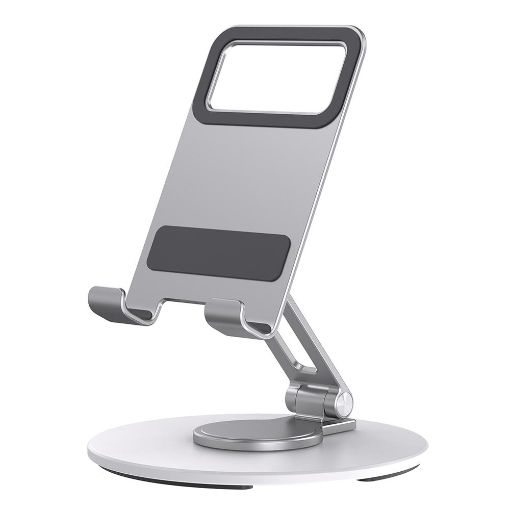 

BONERUY L60 Підставка для мобільного телефону з обертанням на 360 градусів, док-станція для планшета/телефону, настільний тримач з алюмінієвого сплаву Silver