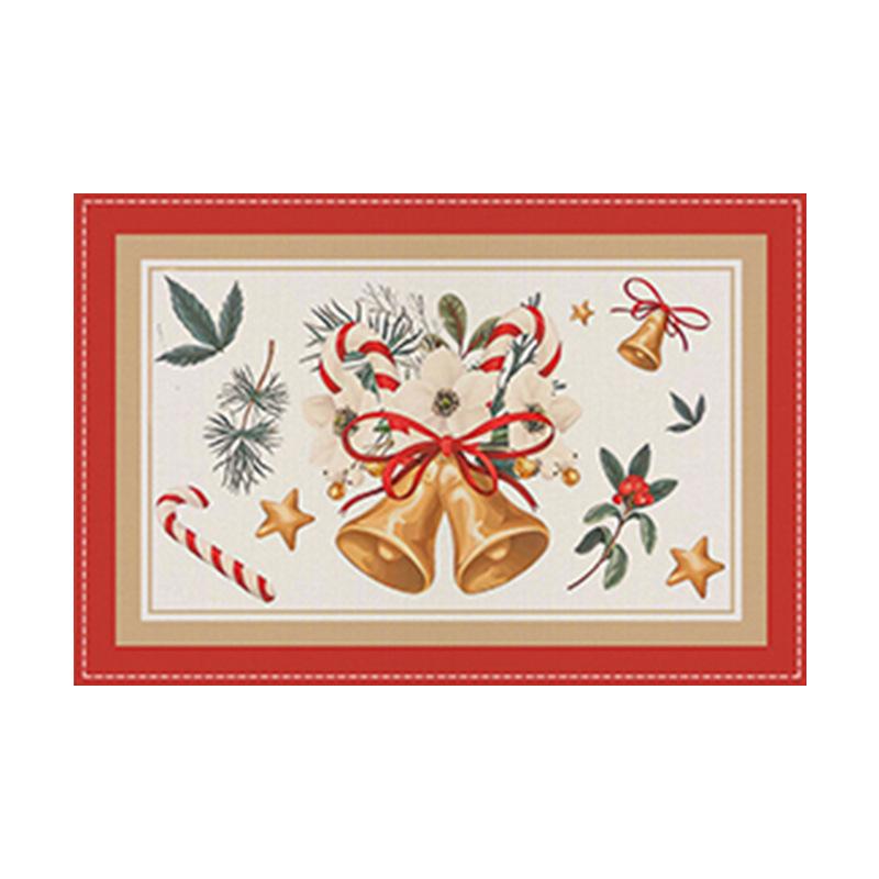 Red Plaid Christmas Tree and Bells Print Placemat - Insulated Linen Table Mat for Holiday Decoration 30*45cm (Linen)