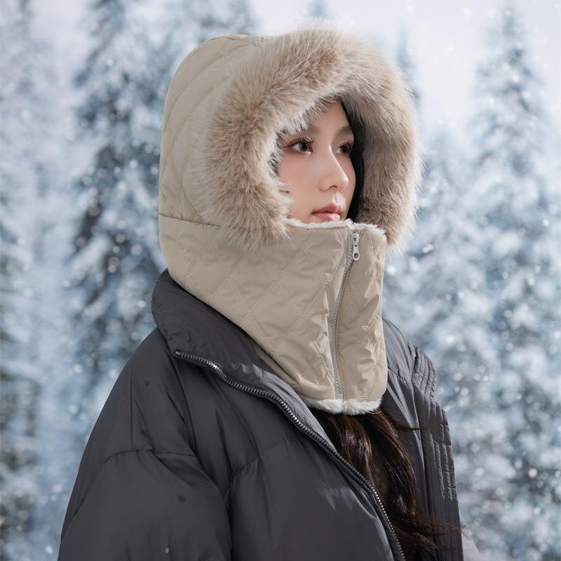 Cold and Warm Lei Feng Hat Women's Autumn and Winter Cycling Windproof Ear Protection Cotton Hat Northeast Outdoor Scarf Ski Hat