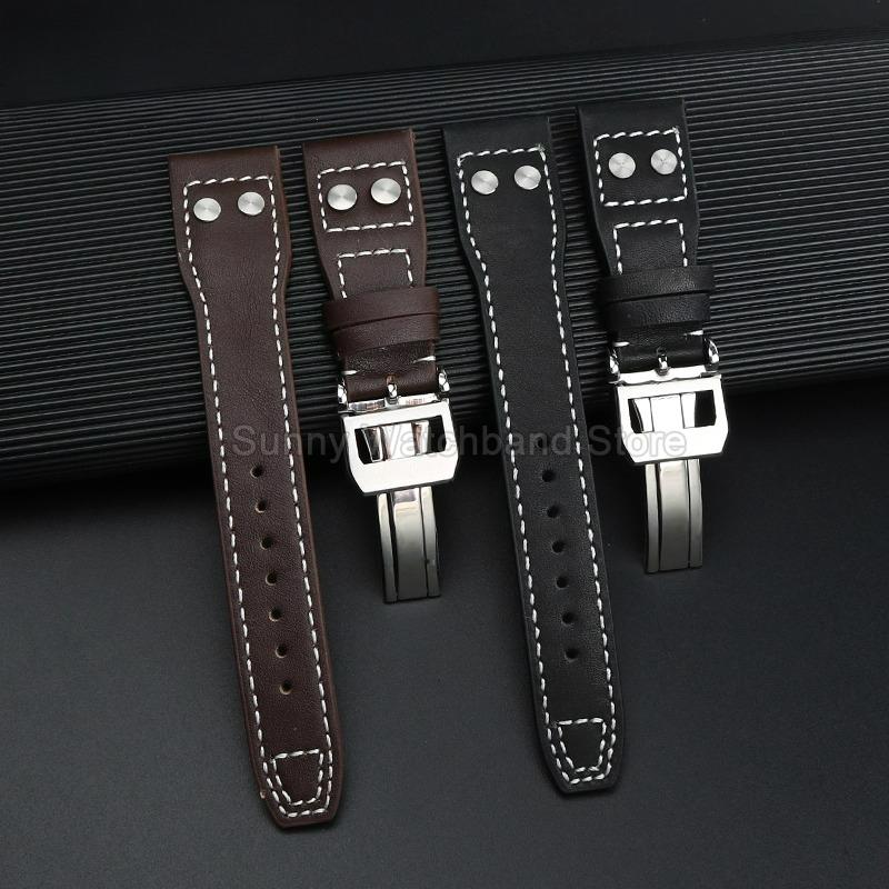 Kratzfest Verstärkte Kanten Spezielle Schnittstelle Nadelverschluss Vintage für IWC Portofino Portugieser Mark Rindsleder Uhrenarmband