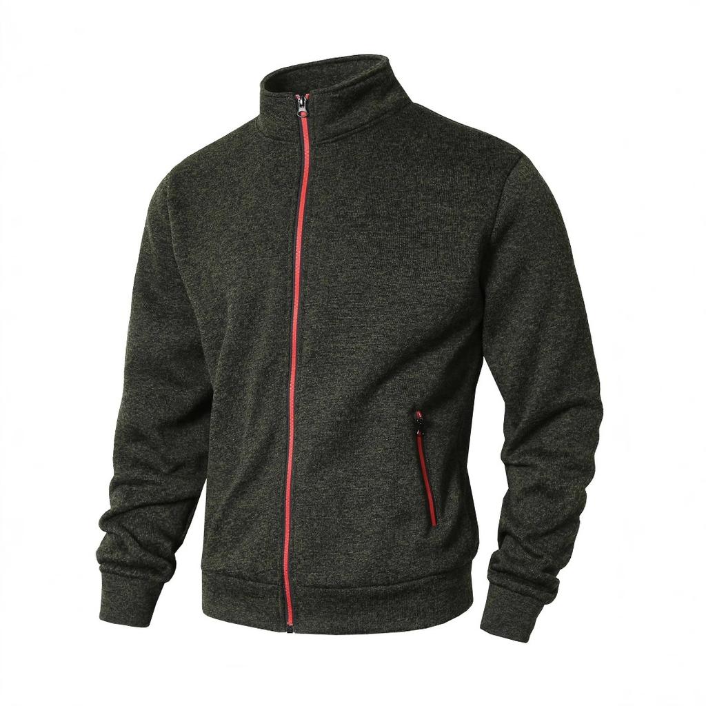 Men's Stand Collar sweatshirts casual zipper Cardigan Jacket outdoor Long Sleeve Solid Color Pullover Lightweight Streetwear