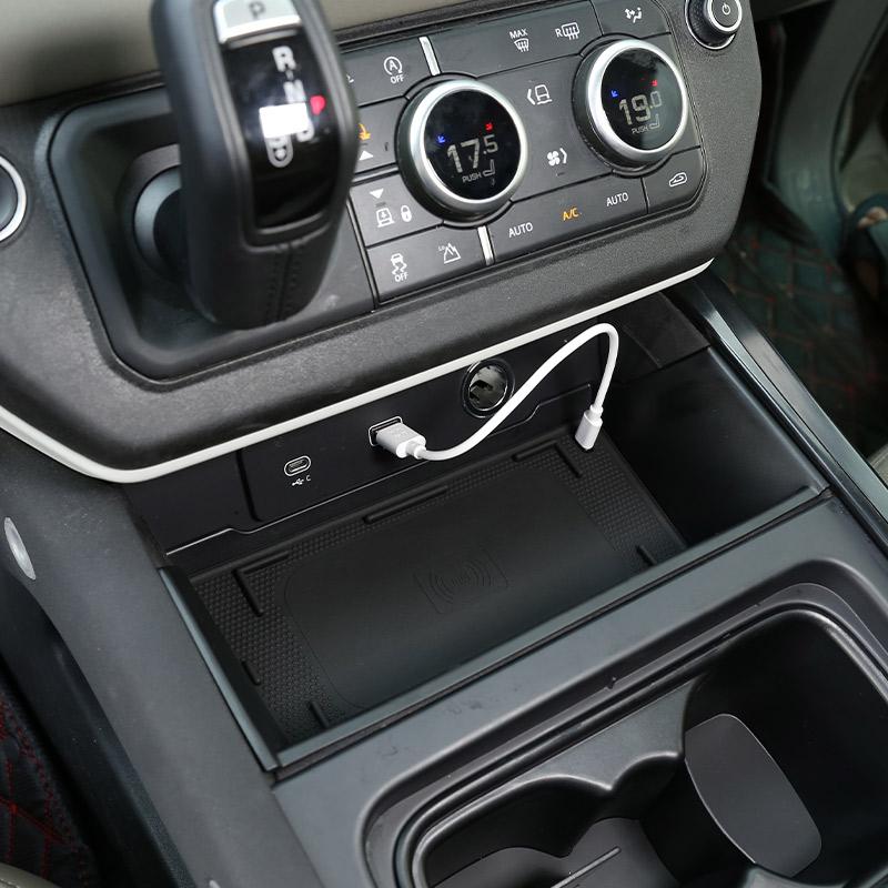 NEW!!!Black ABS For Land Rover Defender 90 110 2020-2024 Car Styling ABS Black Car Central Storage Box Phone Box Car Accessories