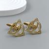 Silver Round Celtic Knot Hollow Gold-plated Cufflinks, French Shirt Cuff Accessories In Black, Matching with Men's Suits