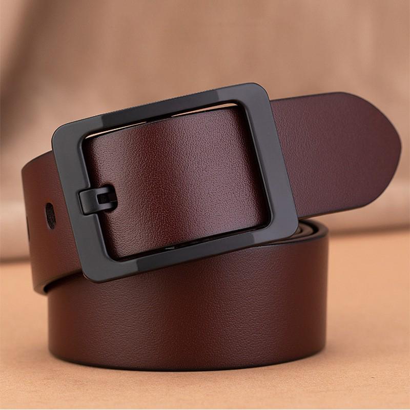 Men's Soft Leather Belt with Alloy Japanese Antique Buckle, Copper Pin