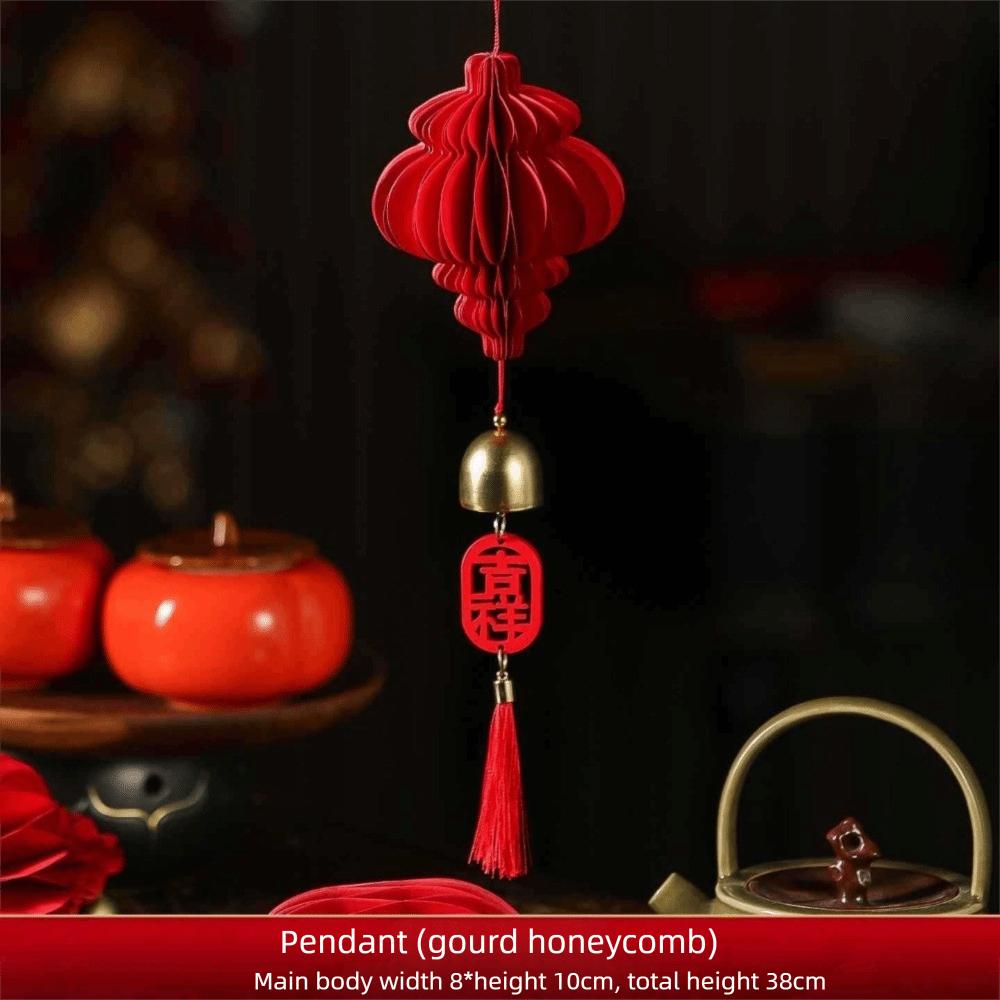Paper New Year Decorations Red Honeycomb Paper Honeycomb Lantern 2026 Hanging Pendant Patio Decor