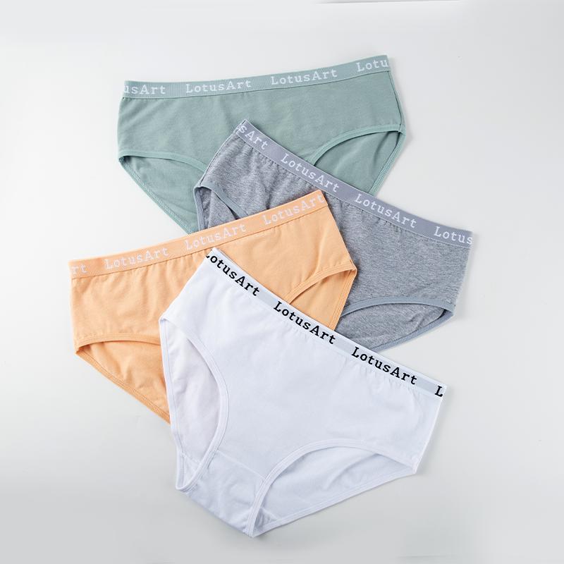 YOUULAR 2PCS/Lot Women Cotton Solid Seamless Panties Sexy Big Size Underwear Letter Lingerie Mid Waist Comfortable Briefs NKT2123-2