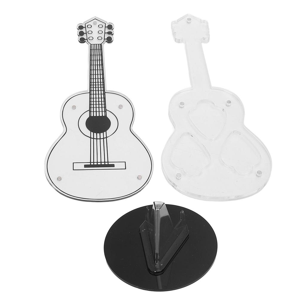 Guitar Pick Holder Acrylic 3 Picks Slots Guitar Pick Display Stand Dust Resistant Guitar Pick Stand