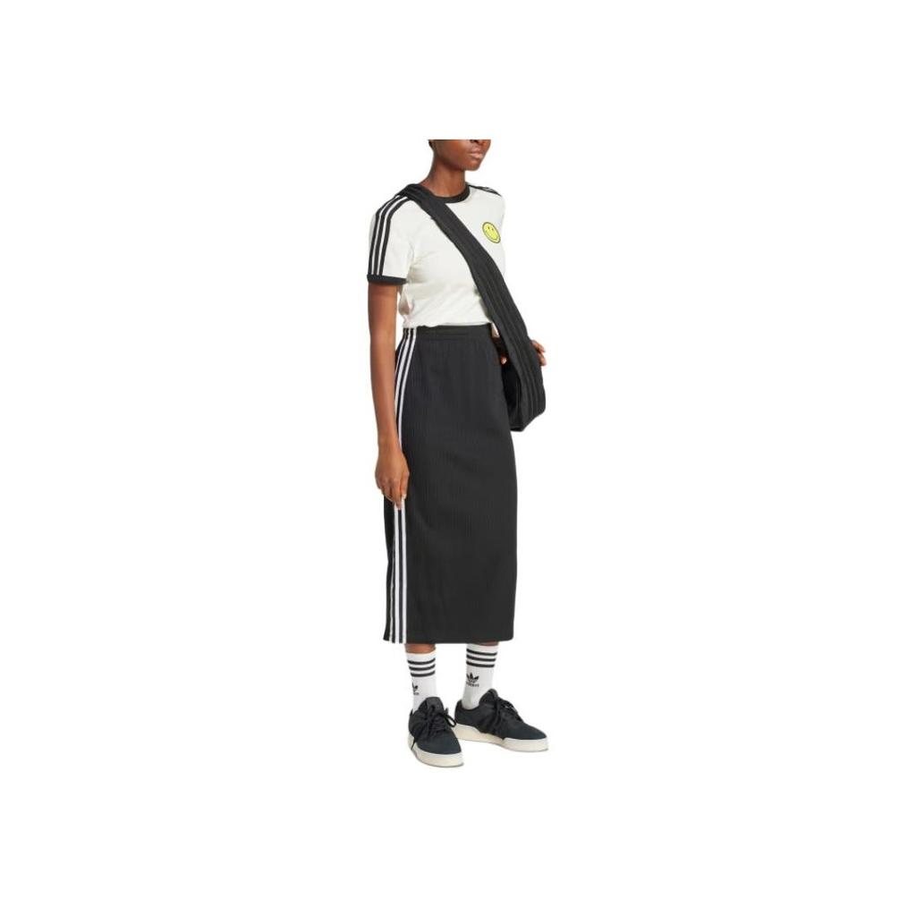 Adidas Originals Cali Tee Slim Fit Striped Sports Short Sleeve Regular T-Shirt Women Tops Cloud-White JD3591