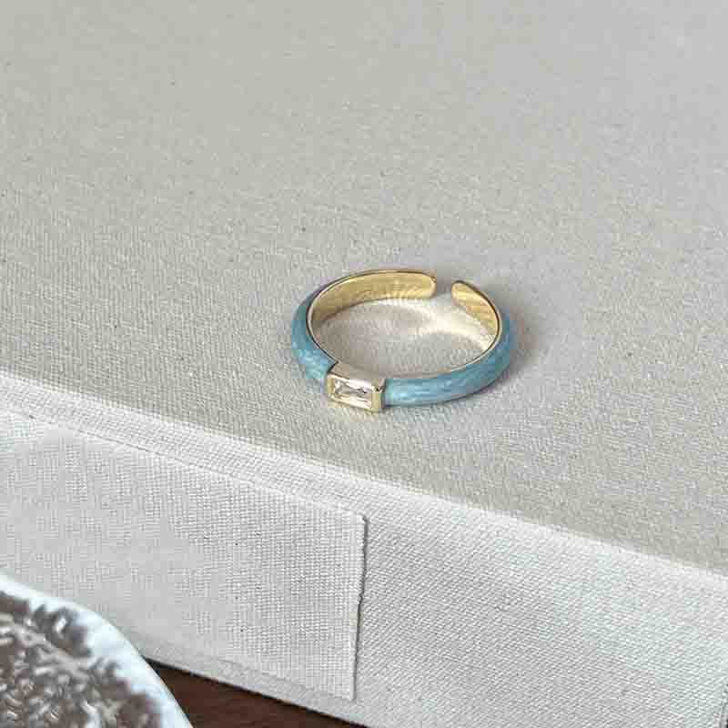 PANJBJ 925 Silver Stars Ring For Women Blue Crystal Opening Sweet Romance Irregular Versatile Jewelry Gift