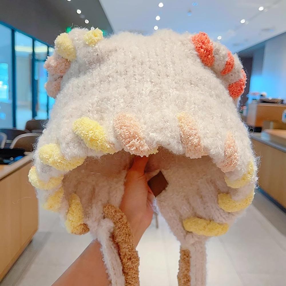 

Lightweight Warm Ear Knitted Fleeces Hat Elastic Rainbow Headgear Hat Cute Ear Muff Hat 7-13 Years хакі
