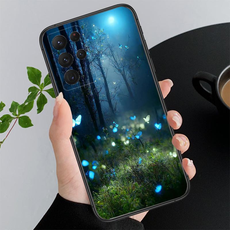 Nocny Motyl Leśny Drzewo Księżyc Etui na Telefon Dla Samsung A35 A55 A54 A15 A25 A05s A05 A22 A24 A52 A33 A34 M34 M14 M54 M23