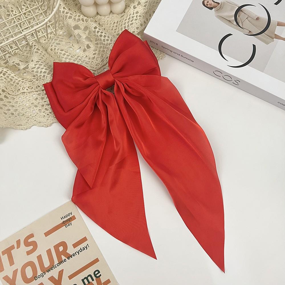 10 Stück Damen Große Schleife Haarspange Mädchen Chiffon Große Schleife Haarnadeln Satin Haarspangen Damen Einfarbig Pferdeschwanz-Clip Haarschmuck