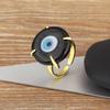 Nidin Disk Shape Evil Eye Zircon Open Rings For Women Girls Vintage 5 Colors Choice Fashion Jewelry Women Party Gift Wholesale