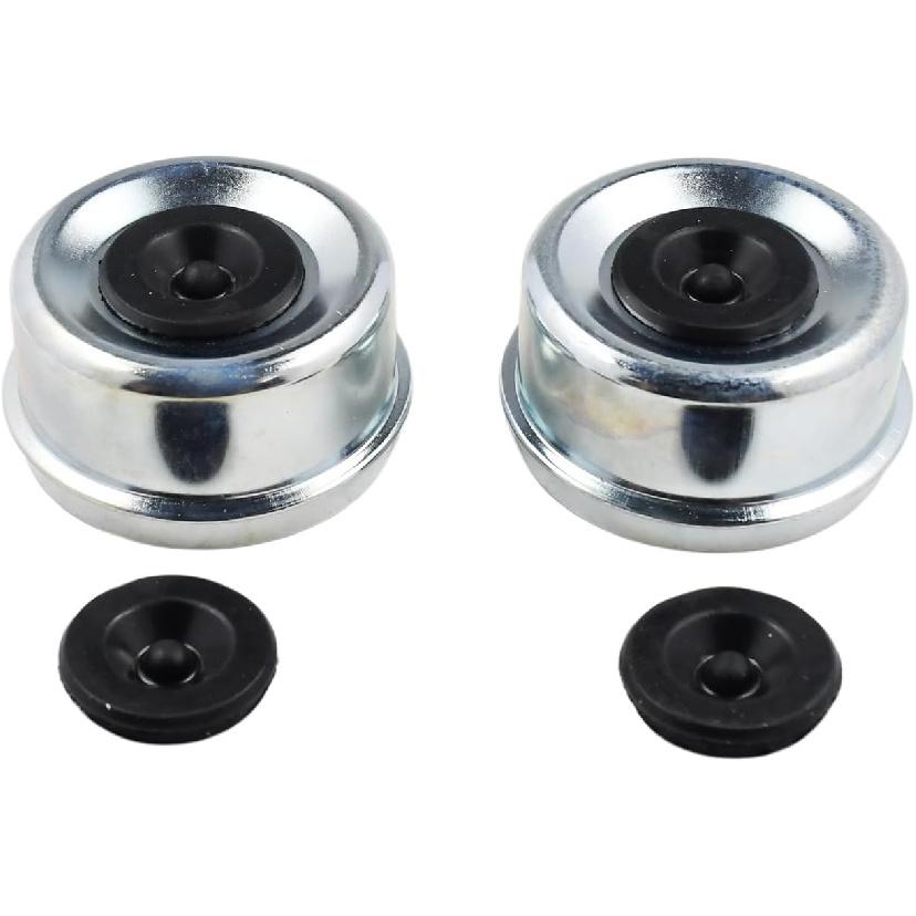 2Pcs 1.98 Inch Trailer Axle Dust Cap Cup Grease Cover Hub with Extra 2 Rubber Plugs, Compatible with Dexter EZ Lube Trailer Axles for Most 2000 to