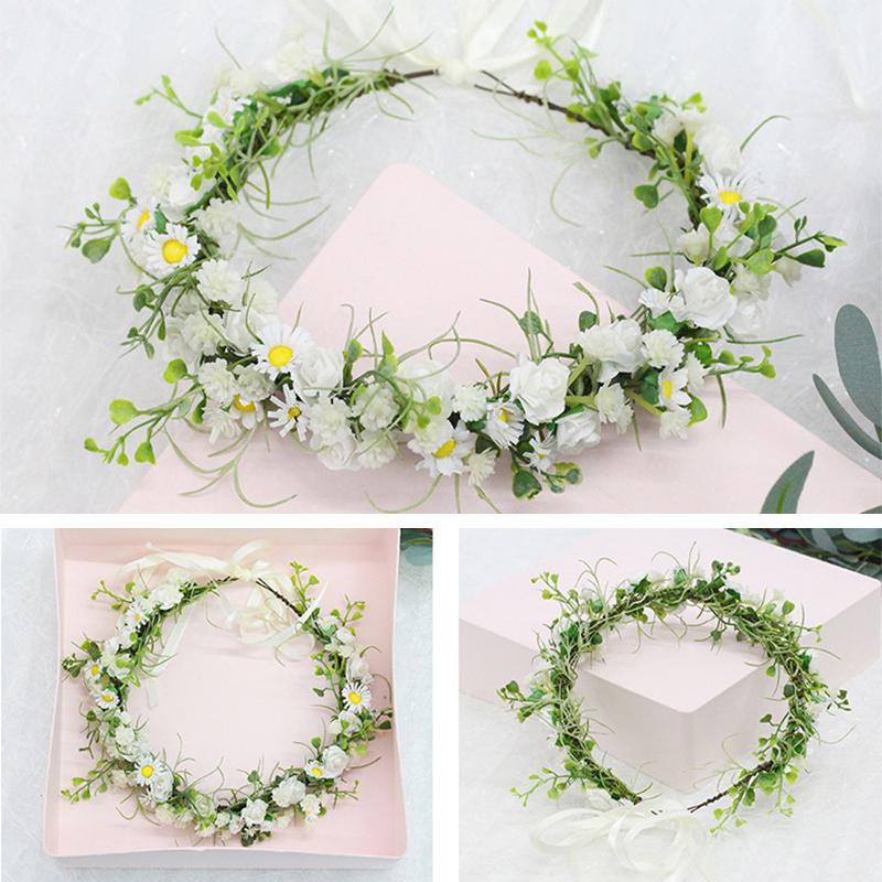 Breathable White Flower Crowns Tiaras Hairbands Romantic Sweet Gardland Women Wedding Hair Accessories