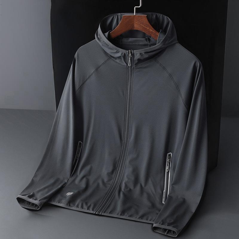 Men’s UPF50+ UV Protection Jacket Lightweight Breathable Ice Silk Sun Hoodie Outdoor Windbreaker for Summer