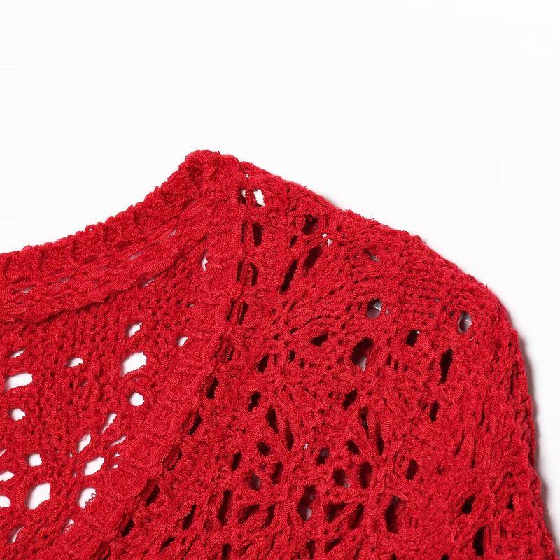 Kaslead New Women clothes Western Style Fashion Simple Hollow Knitted Outerwear 8082001