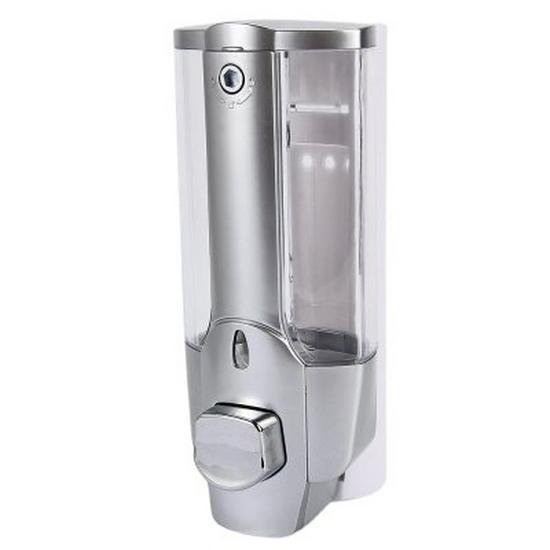 Wall-Mounted Manual Soap & Shampoo Dispenser Silver Single Head 21