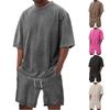 Herr Sommar Casual 2-delat Set Rundhalsad Kortärmad T-shirt och Shorts