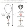 Guardian Heart Wing Cross Charm - Car/Steering Wheel/Handbag Pendant Silver Tone with Pink Crystal Elegant Decor for Auto Interior & Bag Accessory
