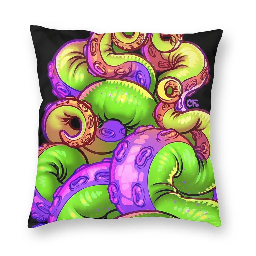 Tentacle Demoness Green Square Pillowcase Polyester Linen Velvet Printed Zip Decor Pillow Case Sofa Seater Cushion Cover x