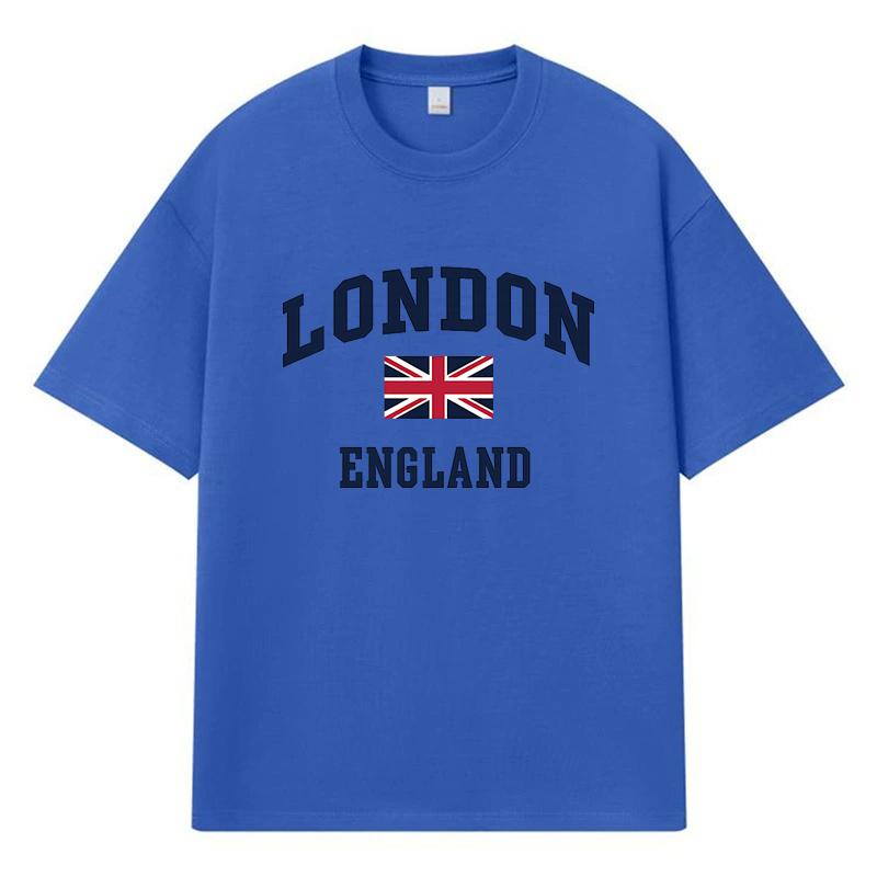 London England Bedrucktes Grafik-T-Shirt Y2k Harajuku Streetwear 100% Baumwolle Lässiges Übergroßes Sommer-Herren-T-Shirt