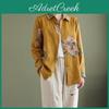 Simple Floral Print Casual Johnature Women Blouses Autumn Vintage All Match Loose Turn Down Collar Shirts
