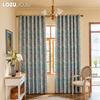 1PC LOZUJOJU American Countryside Style Peony Printed Blue Curtains with Full Blackout Curtains for Bedroom Living Room Balcony Window for Home Decor