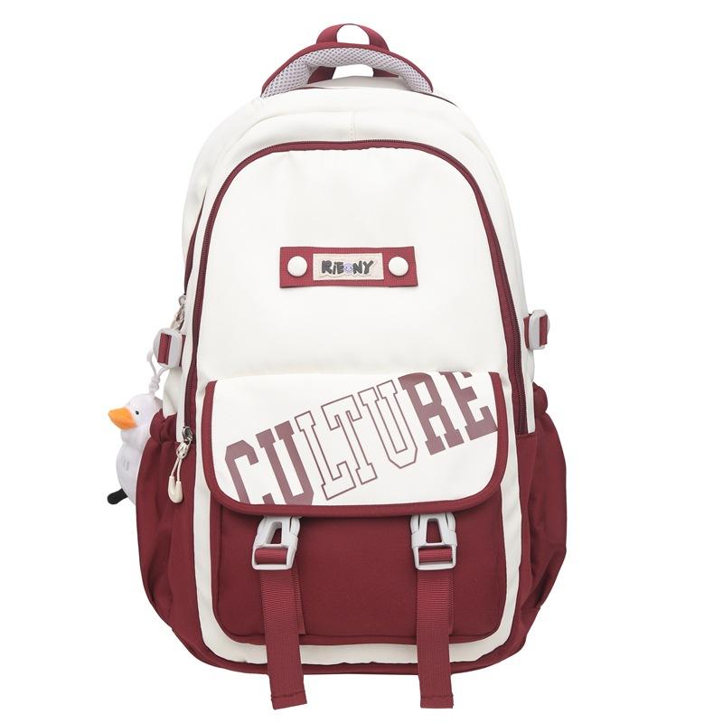 Exquisite large-capacity letter-printed student schoolbag, new leisure college style men s and women s backpack Without pendant красный