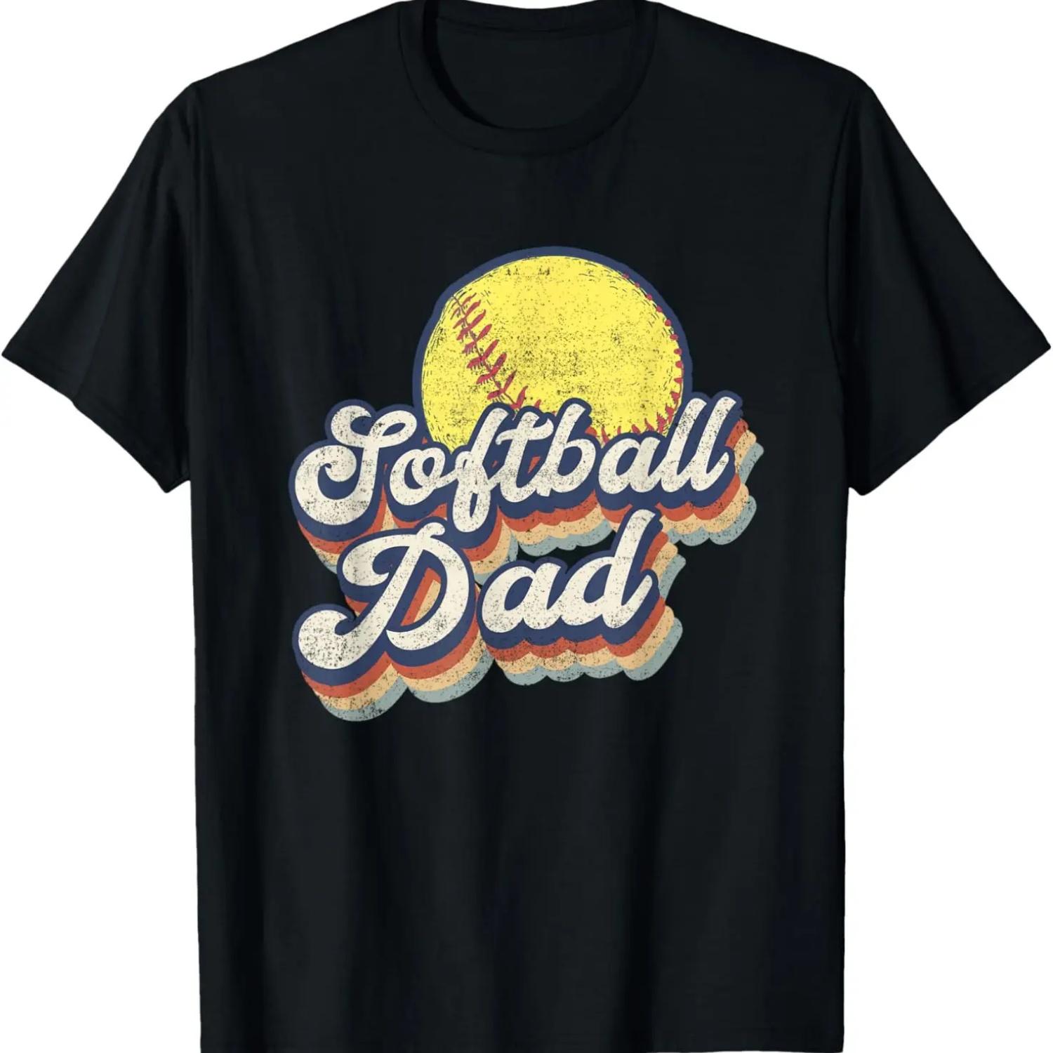 Funny Fathers Day Softball Dad Gift From Daughter Son Wife T-Shirt S чёрный