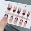 10Pcs Red Polka Dot Bow French Press On Nails Sweet Cute Handmade Removable False Nail Tips For Girls