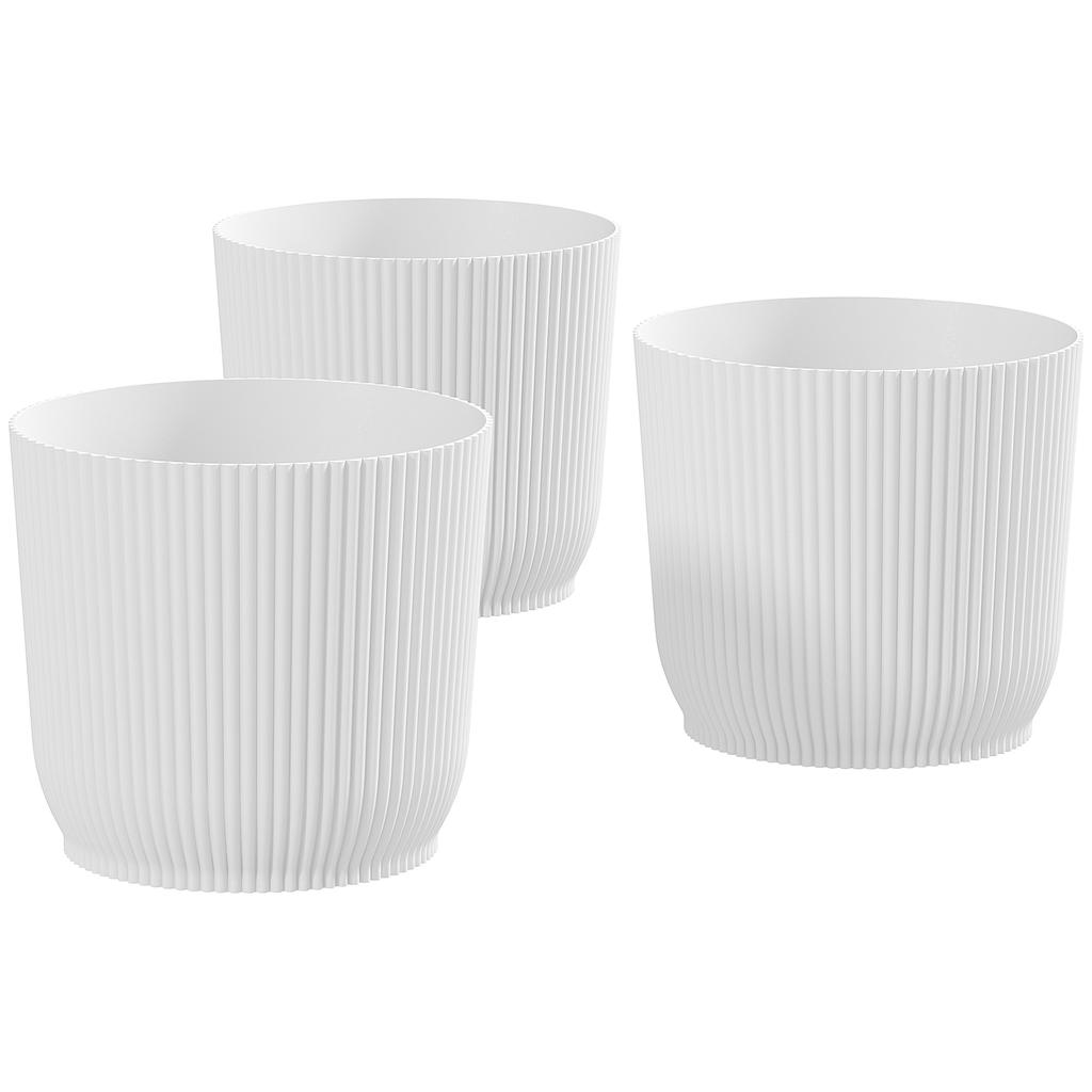 Set of Three diameter 22cm Planters - White
