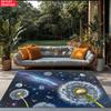 Dandelion Galaxy Area Rug, Night Sky Starry Flower Carpet for Living Room, Non-slip Nature Floor Mat for Bedroom Home Decor