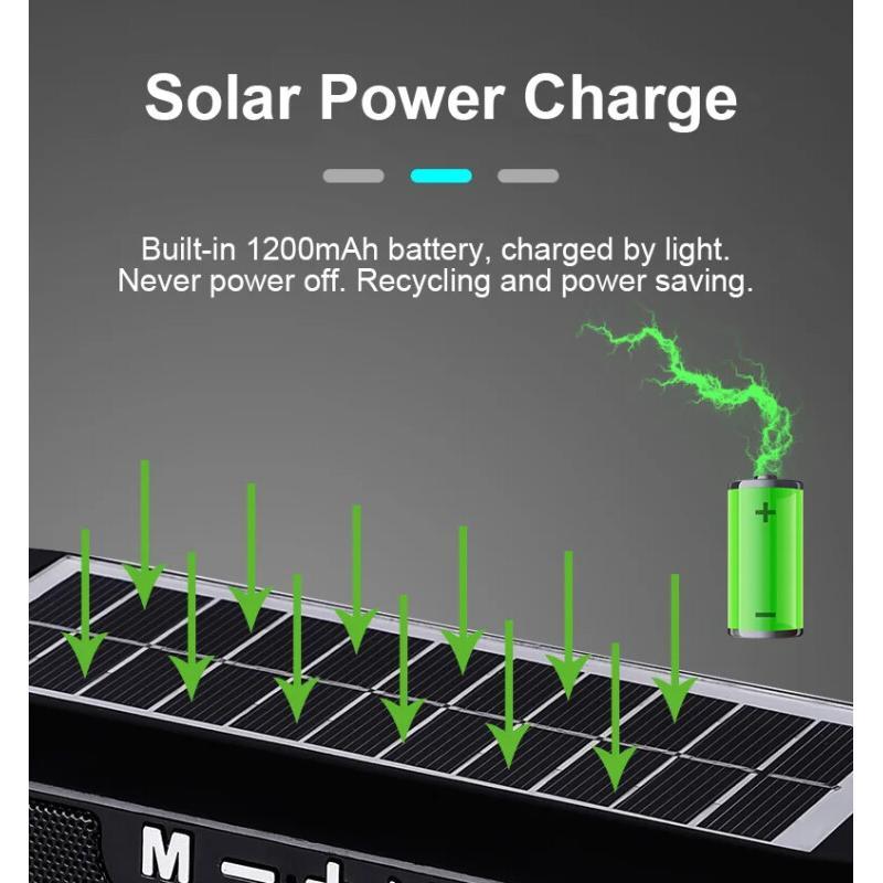 Solar Radio FM Radio MP3 Outdoor Portable Wireless Bluetooth Speaker Music Sound Box Subwoofer Bass Aux Hifi Stereo Mp3