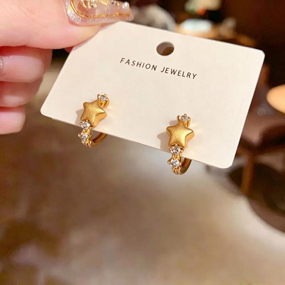 Retro Luxury Geometric C-shaped Star Zircon Ear Cuff Earring