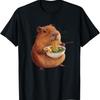 Kawaii Capybara Eating Ramen Noodles Anime Japanese Unisex-Adults and Kids T-Shirt - Black - Small - Short Sleeve