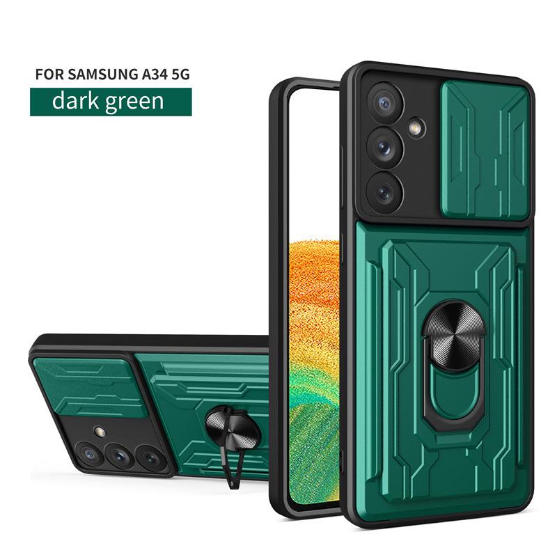 Suitable for Samsung A54 Multi Functional Ring Magnetic Suction Phone Case Samsung S23 Ultra Sharp Armor Push Window Bracket To Prevent Falling