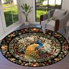 1pc Carpet Chair Mats Peacock Floral Circular Artwork Perfect for Decorating Chairs, Polyester Carpet, for Living Room.YDT656