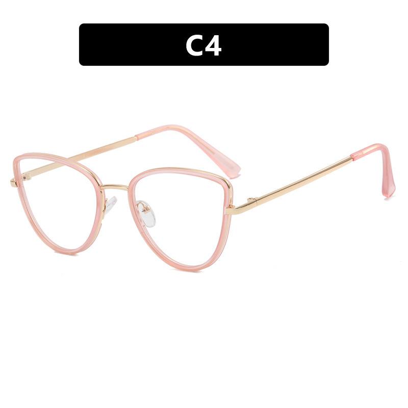 

New Fashion Eyeglass Frame Metal Cat Eye Design Anti Blue Light Can Fit Myopia Lenses Cross Border Trendy