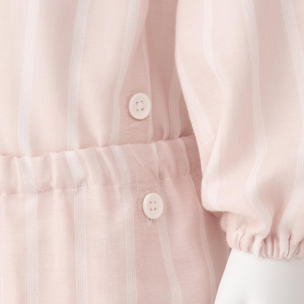 MUJI Baby Double Gauze Changeable Pajamas with No Seams on the Sides, Unisex Baby FEB07A5S Light Pink Stripe, Baby 80-90