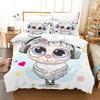 Cartoon Sheep Duvet Cover Set Cute White Sheep Flowers Pattern King Queen Full Size For Kids Boy Girl Gift Polyester Bedding Set