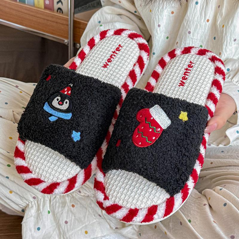 Cotton slippers autumn and winter new indoor home non-slip soft sole cute plush confinement shoes slippers
