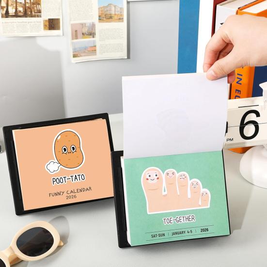 2026 Funny Puns Calendar 5.9" X 4.84" Daily Desktop Calendar with 365 Puns Gag Gifts for Home Office School