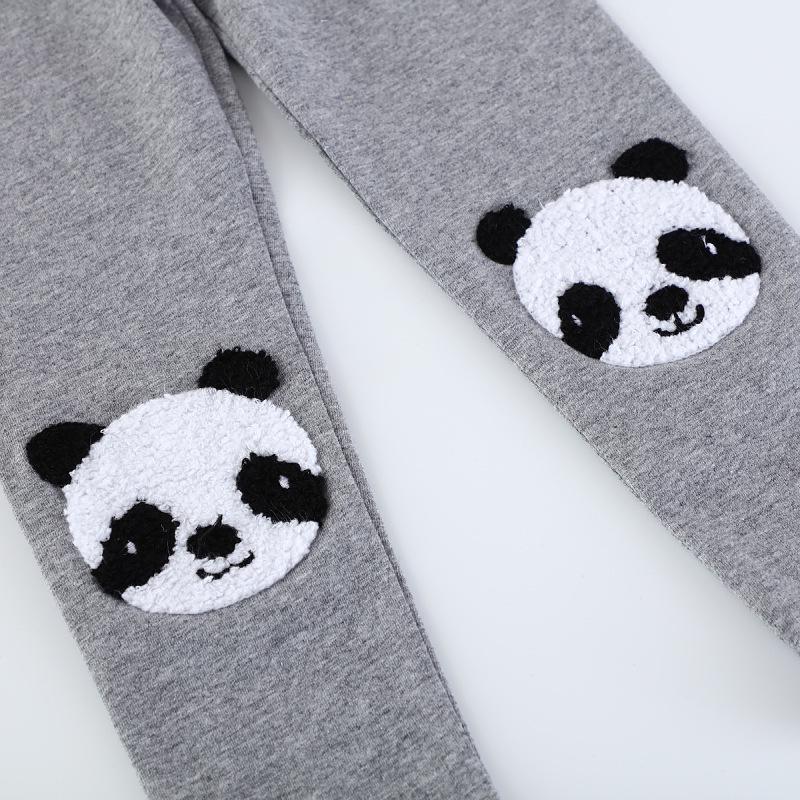 Girls' Summer Cotton Panda Embroidered Knit Leggings - Thin Style for Baby/Toddler