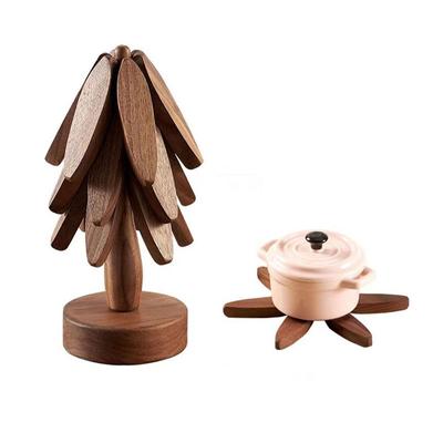 4 pezzi di supporto per albero in legno decorativo anti-scottatura resistente al calore tovaglietta sottobicchiere tovagliette in legno vaso